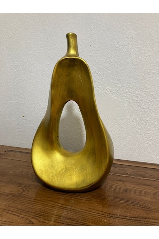 Soyut Tasarım Gold Dekoratif Armut Obje, Salon, Ofis Ve Konsol Üstü Armut Biblo