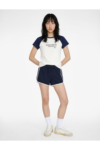 Koton Slim Fit Beli Bağcıklı Biyeli Mini Şort Lacivert 6sal40105ık