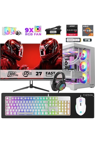 Xaser Star X160 R7-5700X 32 GB 1 TB SSD 16 GB RX9060XT 27" Dos NVME Masaüstü Oyuncu Bilgisayarı
