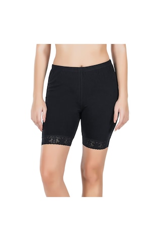 Paçası Dantelli Dizüstü Kadın Tayt 415 Siyah