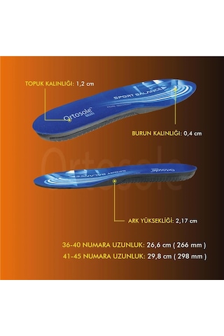 Ortosole Ark Ve Jel Destekli Ortopedik Erkek Spor Tabanlığı 203-mm Standart