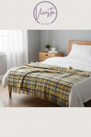 Yumuşacık Scotch Battaniye 150 200 Cm Sıcak, Şık Ve Konforlu Tasarım Sarı - Yeşil