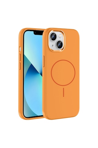 Zore Apple iPhone Uyumlu 15 Kılıf M-safe Şarj Özellikli Metal Kamera Çerçeveli Zore Edi Silikon Kapak - Siyah