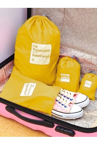 Travel Giysiler Ve Çamaşırlar İçin Yol Çantaları, 4 Adet, Sarı 239523584 Gri