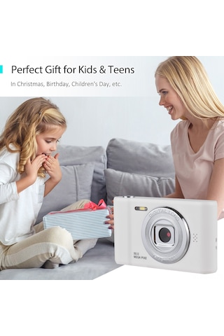 Springsun Beyaz Dijital Kamera 1080p Video 50mp Fotoğraf 2.4 İnç Ekran 8x Zuma 650mah Pil 32gb Tf Kartlı Çift Lens Içten Flaş