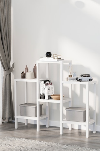 6 Katlı Banyo Düzenyelici Raf Mutfak Banyo Salon Çocuk Odası Düzenleyici Raf - Beyaz Beyaz