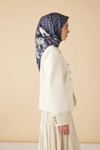 Maisa Susen Tivil İpek Eşarp 90 90 Cm - İndigo 4587