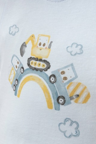 %100 Pamuklu Cloud Cars T-shirt Mavi