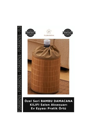 Özel Seri Bambu Damacana Kılıfı Salon Aksesuarı Ev Eşyası Pratik Örtü Çok Renkli