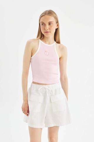 Defacto Coool Relax Fit Normal Bel Kısa Paça Keten Karışımlı Şort D3468AX24HSWT34 Beyaz