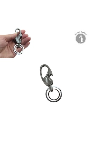 Çift Anahtar Halkalı Kemer Köprüsü Vb. Takılabilen Kancalı Metal Füme Açacak Anahtarlık 1 Adet Füme