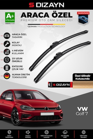 S-dizayn Vw Golf 7 Ön Cam Silecek Seti 2012-2020 Premium Araca Özel 65-45 Cm A+ Kalite