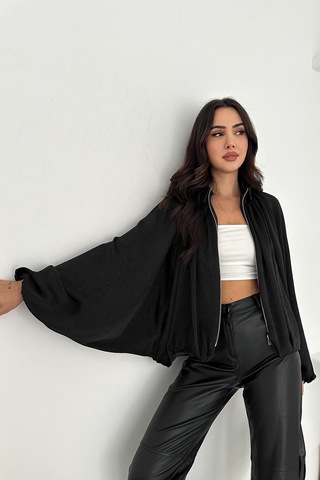 Kadın Balon Kol Büzgülü Ceket Flow Ease Siyah
