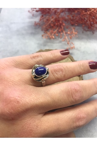 Lapis Lazuli Taşlı Gümüş Yüzük 925 Ayar Doğal Taş Ayarlı Yüzük
