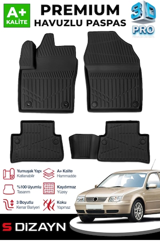 S-dizayn Vw Bora 3d Pro Havuzlu Paspas 1999-2006 A+ Kalite