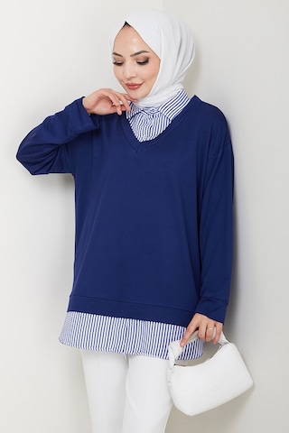 Gömlek Yaka Oysho Tunik 1612 - Lacivert Lacivert