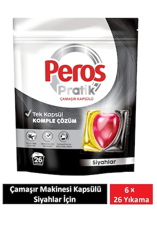 Peros Pratik Matik Çamaşır Deterjanı Kapsülü - Tableti 156 Adet Siyahlar 6pk 26 Set