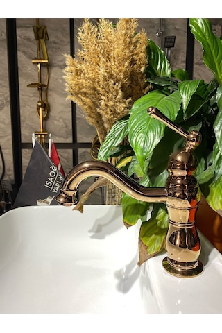 İsaoğlu Yapı Bakır Lavabo Bataryası Bronz Lavabo Musluğu Country Design Rose Bakır Banyo Bataryası Rose Gold