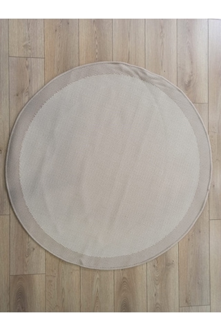 Çam Halı Sisal 9327 Bej / Krem Bordürlü Daire Jüt Sisal Kilim