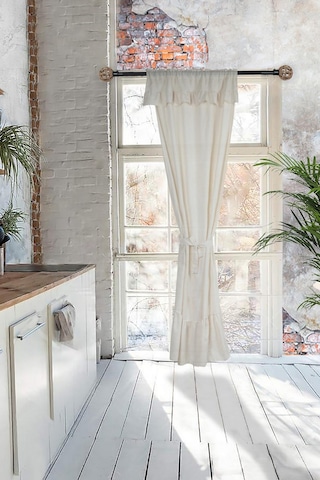 Naturel Fırfırlı Perde Farbalı Vintage Tek Kanat Krem Krem