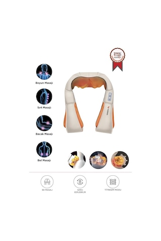 Qy-666 Cream Ovmalı Isıtmalı Boyun Sırt Bel Omuz Bacak Masaj Yastığı Masaj Aleti Krem