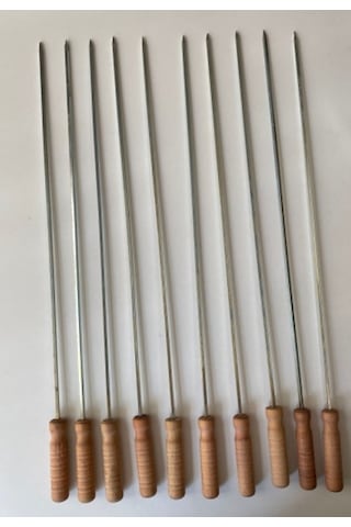 Mobilreyon 10 Adet Ahşap Saplı Kare Şiş 55cm, Ciğer Kuşbaşı Tavuk