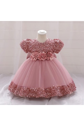 Dharma Çiçek Model Çocuk Abiye - Gösteri Elbisesi - Doğum Günü Kıyafeti Balo Elbise Mezuniyet Elbise A.Yeşil