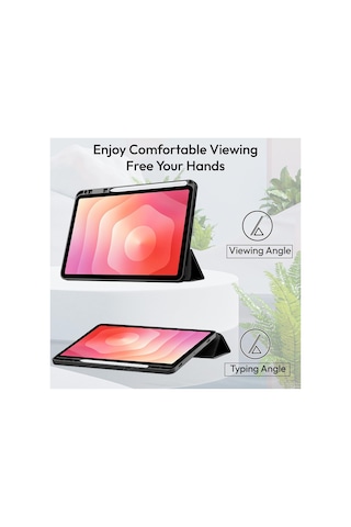 Samsung Galaxy Tab S11 Ultra Sm-x930 14.6 İnç Kılıf Kalem Bölmeli Standlı Silikon Smart Cover Kapaklı Kılıf