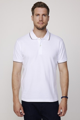 Tudors Erkek Slim Fit Dar Kesim Düz Pike Kol Şeritli Beyaz Polo Yaka Tişört-27645-Beyaz