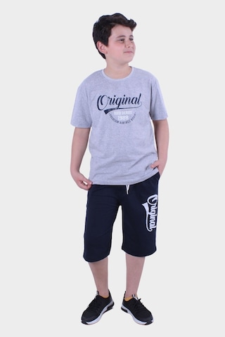 Fyk Kids Erkek Çocuk Alt-üst Kapri-tişört Takım Gri Melanj