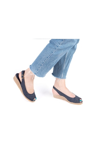 Star Tombis Gerçek Elişi Özel Imalat Elişi Günlük Rahat 3cm Bantlı Sandalet Handmade Mavi
