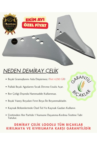 Demiray Çelik 8-9 Numara Pulluk Bıçağı - Alpler Model Uyumlu