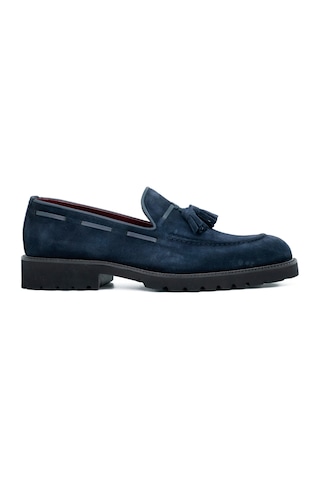 Tuna Hakiki Süet Deri Eva Taban Loafer Model Erkek Ayakkabı - 1641 Lacivert