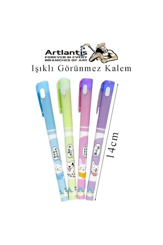 Işıklı Görünmez Kalem 4 Adet Sihirli Kalem Işıklı Uv Mavi Işıklı Kalem Lz-2160