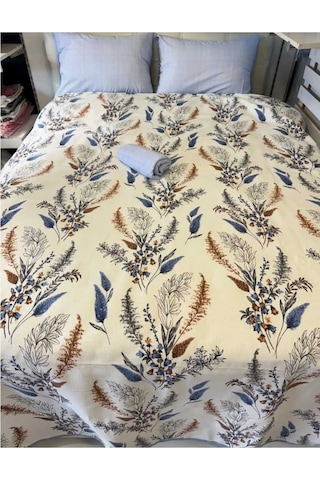 Mavi Detaylı Çiçek Desenli Tek Kişilik Pike 160x240 Cm Ferahlatıcı Tasarım, Hafif Konfor Renkli