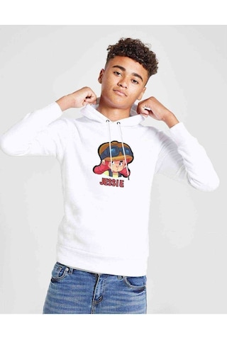 Tshirthane Brawl Stars - Jessie Baskılı Unisex Çocuk Kapüşonlu Beyaz Sweats Beyaz