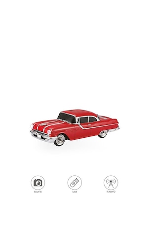 Torima D87 Bluetooth Hoparlör Retro Klasik Araba Tasarımlı 10w Fm Usb Selfie Speaker Kırmızı