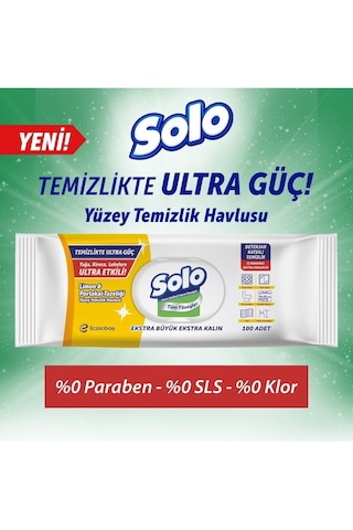 Solo Yüzey Temizlik Havlusu 100 Yaprak Limon & Portakal Tazeliği Tekli