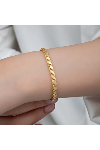 Gümüş Gold Pullu Zincir Kadın Bileklik Gold