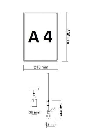 10 Adet Beyaz A4 Mandallı Fiyat Etiketi - Sepet, Stand, Teşhir, Askılık, Çerçeveli Fiyat Etiketi Beyaz