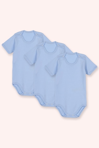 Panço Yenidoğan Kısa Kollu Çıtçıtlı 3'lü Mavi Body 2501BN03001