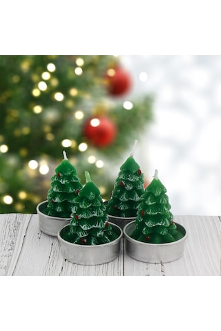 4 Adet 4cm Çam Ağacı Tealight Mum