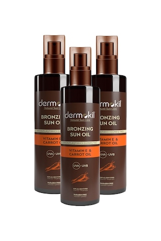 Dermokil Vitamin E & Carrot Oil Bronzlaştırıcı Güneş Yağı 3 x 200 ML