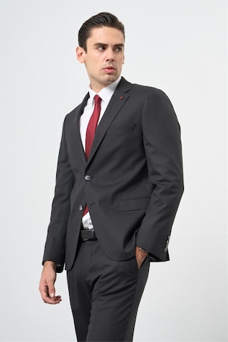 İmza Siyah Düz Bez Ayağı Mono Yaka Tam Astar Çift Yırtmaç 2 Düğme 6 Drop Comfort Fit Classic Takım Elbise 1001245167 Siyah
