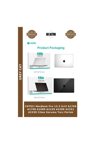 Coteci Apple MacBook Uyumlu Pro 13.3 Kılıf A1706 A1708 A1989 A2159 A2289 A2251 A2338 Cihaz Koruma Tarz Parlak Çok Renkli