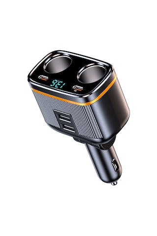 Kangvka Siyah Araç Şarj Aleti 12-24v, Pd45w Hızlı Şarj, İki Usb-c Ve İki Usb Portu, Led Voltaj Göstergesi, Çoklu Güvenlik Koruması