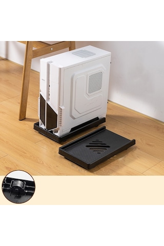 Sones Bilgisayar Ana Bilgisayar Braketi Masaüstü Şasi Mobil Tepsi Tabanı Yükseltme Rafı Makaralı, Özellikler: Düz Tekerlek