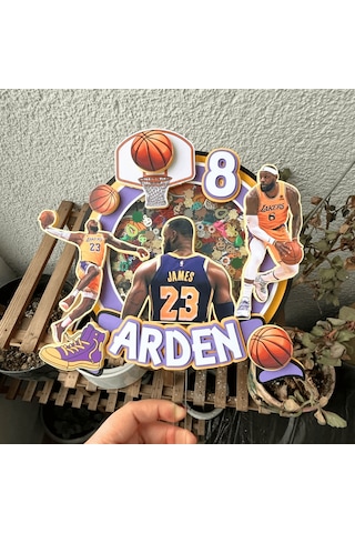 Basketbol Temalı Erkek Çocuk Doğum Günü İsme Özel 3d Pasta Süsü Cake Topper Çocuk