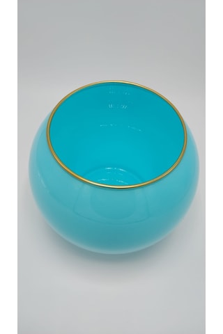 El Yapımı Şık Dekoratif Vazo Mavi Renk 15x18cm