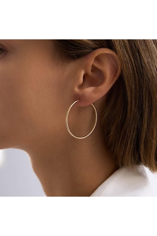 14k Altın Halka Küpe 1,2 Mm 3.8 Cm Gizli Kilit T14299 Renkli
